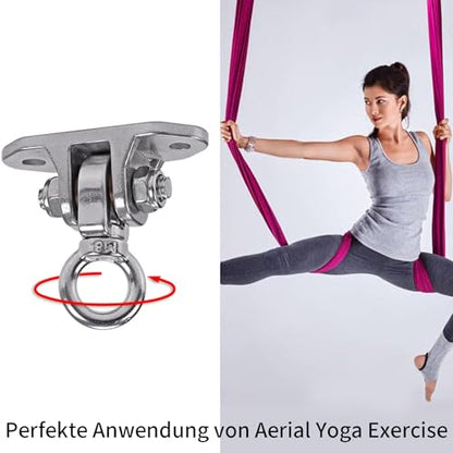 Stainless Steel Heavy Duty Swing Hanger 180°+360° Ceiling Swing Mount Free Swivel Swing Hook Swing Hardware Kit for Yoga Swing Hammock Chair Porch Swing Sets Heavy Punching Bag 1500 LB Capacity - size: 2 Holes-A