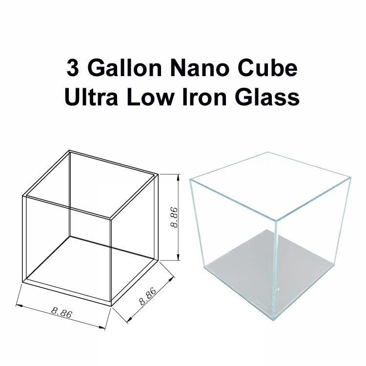 3 Gallon Nano Cube Low Iron Ultra Clear Glass Aquarium