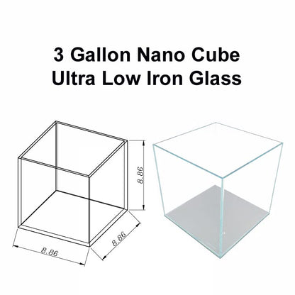 3 Gallon Nano Cube Low Iron Ultra Clear Glass Aquarium