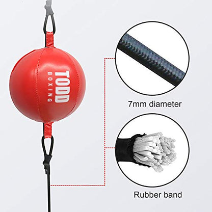 Speed Punch Bag Leather Speed Ball Hanging Boxing Punching Ball, Double End Ball with Boxing Reflex Ball for Gym MMA Boxing Sports Punch Bag - color: Red