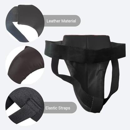 Men Boxing Groin Protector - Kickboxing Abdominal Support Gear Cup for Martial Arts, MMA Training Sports Fitness