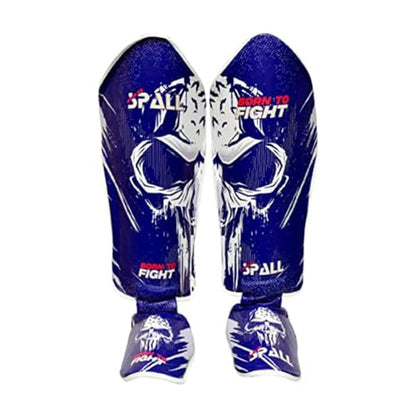 Muay Thai Shin Guards for Kickboxing Martial Arts BJJ Boxing Equipment MMA Training and Sparring Leg Guard with Instep Protection Pads - color: BTF-Blue, size: Large/Xlarge