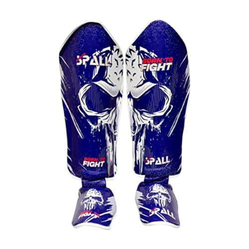 Muay Thai Shin Guards for Kickboxing Martial Arts BJJ Boxing Equipment MMA Training and Sparring Leg Guard with Instep Protection Pads - color: BTF-Blue, size: Large/Xlarge