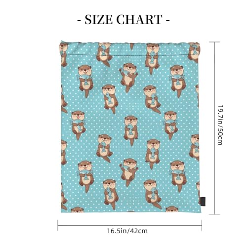 Lightweight String Backpack, Cute Otter Fish Pattern, Breathable Polyester Drawstring Bag for Travel and Outdoor Camping - color: Pattern (375)