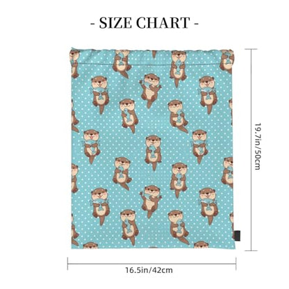 Lightweight String Backpack, Cute Otter Fish Pattern, Breathable Polyester Drawstring Bag for Travel and Outdoor Camping - color: Pattern (375)