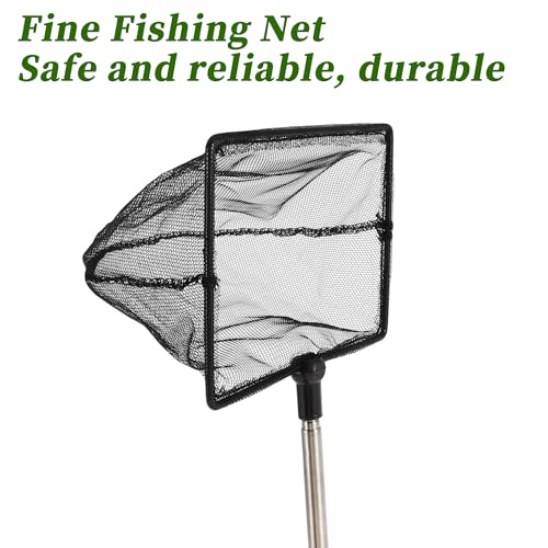 Fish Tank Net, Fine Mesh Aquarium Fish Net, Long Handle Fish Net, Stainless Steel Extendable Handle, Square Aquarium Cleaning Net for Aquarium Accessories - size: 5 inch