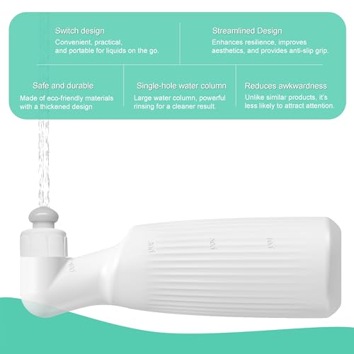 2-Pack Travel Bidet, 400ml/14.1oz Portable Handheld Bottle, White, with Lockable Nozzle and Flip-Top Cap