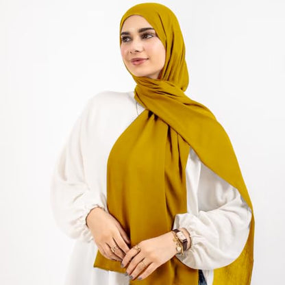 Non-see-through Premium Jersey Maxi Hijab Head Scarf Wrap for Muslim Women - color: Ginger