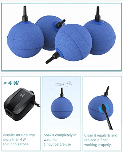 Pawfly Aquarium Air Stone Bubbler 2 Inch, Oxygen Diffuser Airstone for Air Pump Fish Tank Bucket Pond and DWC Reservoir, 4 Pack - color: 4 Pack(Blue)