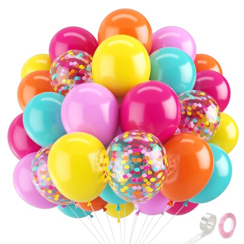 Zesliwy Summer Rainbow Tropical Balloons, 50pcs 12In, Latex, Party Decor - color: Pink Orange Yellow