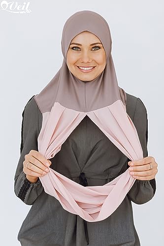 Cotton and Shiffon headscarf, instant hijab, ready to wear hijab for women - color: Powder