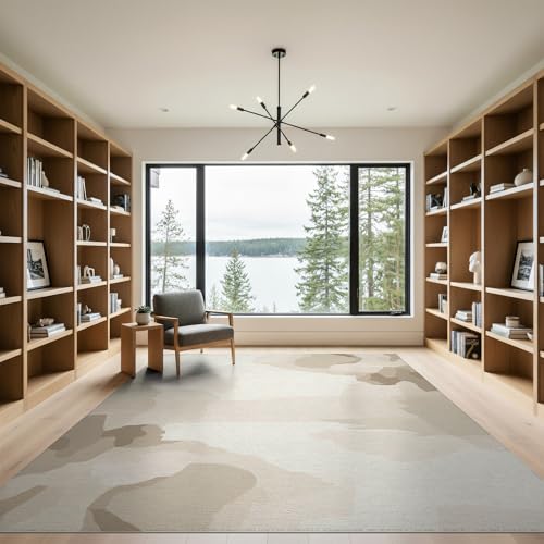 9'x12' Washable Flatwoven Rug, Beige Modern Gradient Stain Resistant Massive Carpet for Dining Room, Basement, Large Office, Non-Slip Chair-Friendly Mat | Ref:1910383 - color: Beige/Pattern 11, size: 9' x 12' (Rectangular)