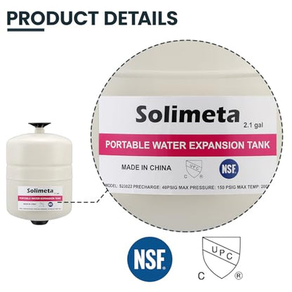 2.1 Gallon Potable Water Expansion Tank with Adjustable Wall Bracket & Gas Water Heater Installation Kit (24" Stainless Steel Hoses 3/4" FIP + 24" Gas Connector) - style: 2.1 gallon with tube and bracket