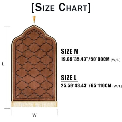 haozaikeji Muslim Prayer Rug Islamic Turkish Prayer Mat Thick Soft Janamaz Sajada Rug Praying Carpet for Ramadan Eid Travel - color: Brown, size: M 19.69*35.43 inch (50*90cm)