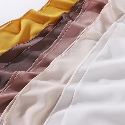 Chiffon Hijab Scarf Head Wrap Lightweight Scarves for Women Pashmina Shawls and Wraps for Evening Dresses Solid Color - color: Brown 8#