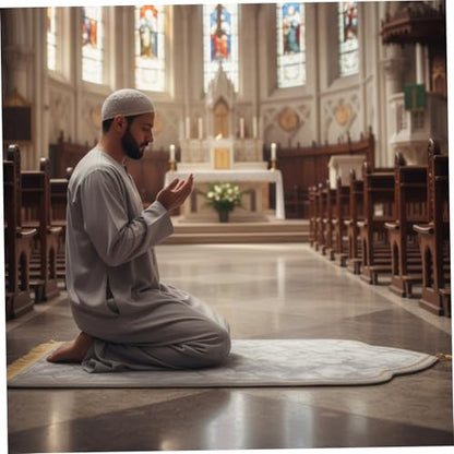 Prayer Mat Thick Soft Flannel Muslim Prayer Rug with Tassel Padded Praying Mat for Daily Salah, 26x45in, Grey, Rug - color: Grey