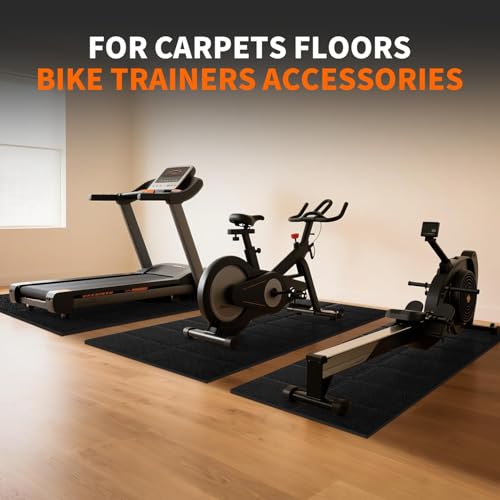 THAILE Exercise Bike Mat, Compatible with Peloton Bikes, 63"x30", Bike Trainer Mats, Mat for Indoor Stationary Spin Bikes Treadmill Walking Pad on Hardwood Floor Carpet Protector - size: 63"L x 30"W x 0.16"Th
