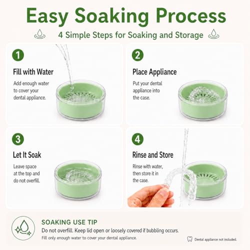 Retainer Soaking Case with Drain Basket, Leak-Proof Denture Bath Box with Magnetic Lid, Portable Cleaning Container for Aligners, Mouth Guard & Night Guard (Green) - color: Green