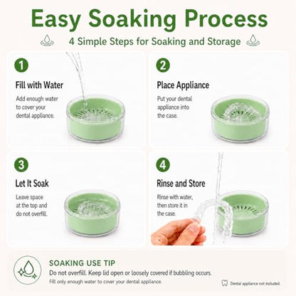Retainer Soaking Case with Drain Basket, Leak-Proof Denture Bath Box with Magnetic Lid, Portable Cleaning Container for Aligners, Mouth Guard & Night Guard (Green) - color: Green