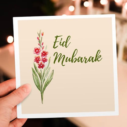 3dRose Image of quote Eid mubarak 1 Greeting Card with envelope