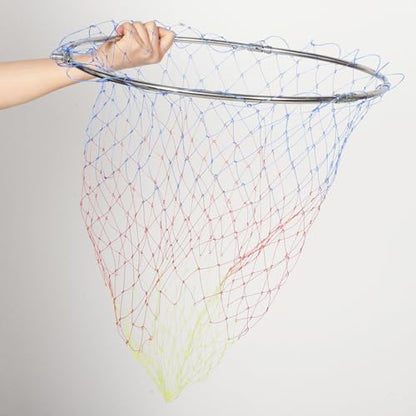 Cabilock Fishing Landing Net Replacement Head, 40cm Stainless Steel Fish Catch Basket with Colorful Printed Mesh, 8mm Connector for Freshwater and Saltwater Fishing Tools