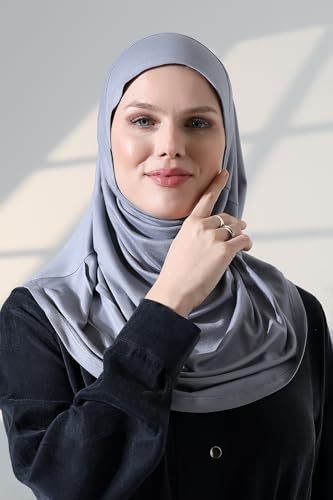 ihvan online, Women’s Ready to Wear Instant Hijab, Soft One-Piece Headscarf, Stretch Hijab for Daily Wear, Prayer & Travel - color: Gray
