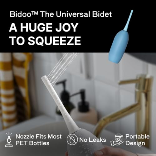 BIDOO The Universal, Portable Bidet (Aqua) with Cap and Travel Bag l Replaces Wet Wipes and Shower Toilet l Peri Bottle for Postpartum l Elder Care l New Moms l Pre and Post-Intimacy - color: Blue