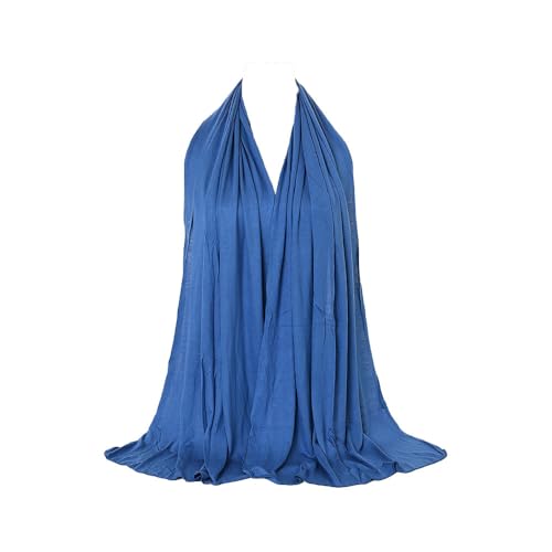 Non-see-through Premium Jersey Maxi Hijab Head Scarf Wrap for Muslim Women - color: Denim Blue
