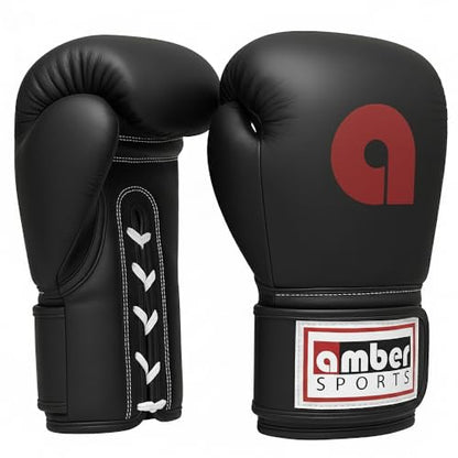 Professional Lace-Up All Leather Boxing Gloves - Top Grain Leather, Lightweight Padding for Speed, Double-End & Heavy Bags - size: 14-Ounce