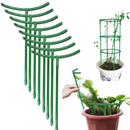Belit 12 Pack Plant Support Stake, Half Round Plant Support Ring Plastic Plant Cage, Flower Pot Climbing Trellis for Clivia, Roses, Hydrangea, Indoor Plants, 5.5" Wide x 9.8" High - size: 5.5"x9.8"-12 Pack