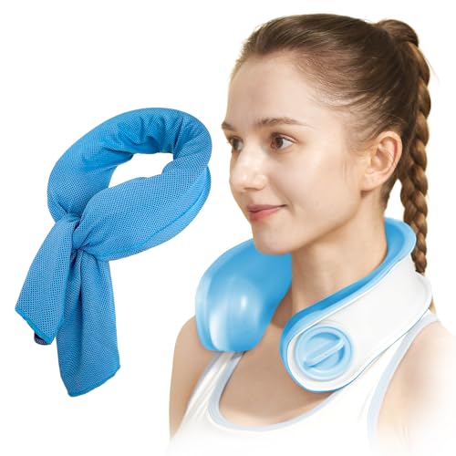 samply Reusable Ice Packs for Neck and Shoulder, Cold Compress, Relief of Pain, Swelling, Sprains, Office Pressure, Wearable Neck Cooler Towels of Cooling Wraps for Hot Weather,Ice Blue - color: Ice Blue