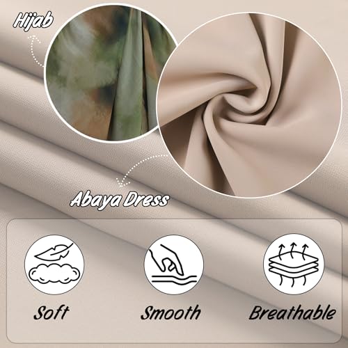 Printing Long Sleeve Abaya with Zipper for Women Dubai and Turkey Robe Spring and Summer Loose and Causual Dress - color: Khaki+hijab, size: X-Large
