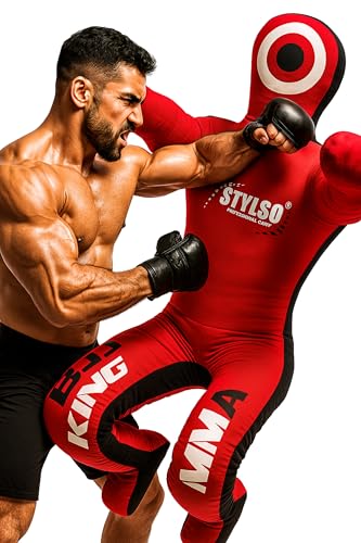 Grappling Dummy for Adults, Unfilled Wrestling Dummy, Hanging Jiu Jitsu Dummy for BJJ, MMA, Judo, Karate, Martial Arts - color: Red Sit, 6ft / 72 inches