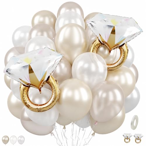 Pearl White Balloons with Ring Balloons for Bride Bachelor Engagement party - color: Pearl White, size: 30PC