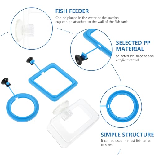VALICLUD 3pcs Aquarium Fish Feeding Circles with Suction Cup Blue and Fish Tank Feeder Rings for Aquatic Pets