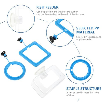 VALICLUD 3pcs Aquarium Fish Feeding Circles with Suction Cup Blue and Fish Tank Feeder Rings for Aquatic Pets
