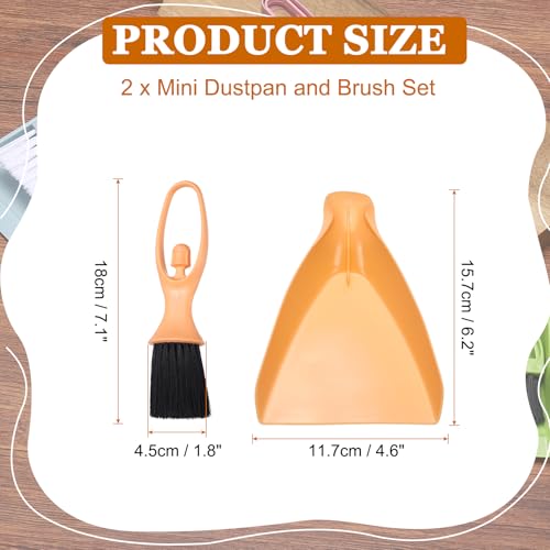 uxcell Mini Dustpan and Brush Set, Small Broom and Dustpan Set for Office Tabletops Sofas Keyboards Home Cleaning Tool, Orange Pink - color: Orange Pink