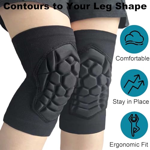 Men Women Knee Pads for Skating Soccer Dancing Climbing, Soft Elastic Work Knee Protector for Fitness Yoga Bike, Breathable Anti-slip Knee Compression Sleeve for Hiking Running Cycling Adult, Black L - size: Large