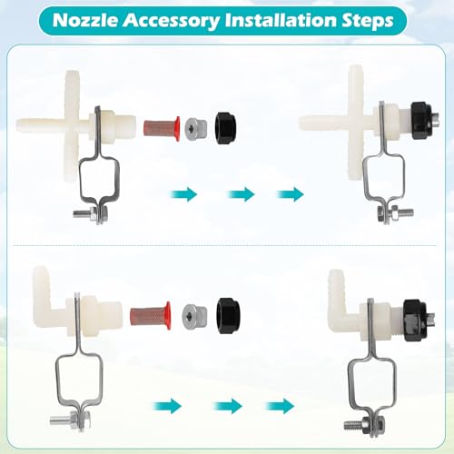 Spray Boom Repair Kit Include 8001-VS Tips Screens Clamps,Cross and | Elbows Nozzle Body (11/16" MPS x 3/8"HB)，Retaining Nut and Nozzle Cap (11/16" FPS) ，Tip Strainer and Boom Clamps 1" Square
