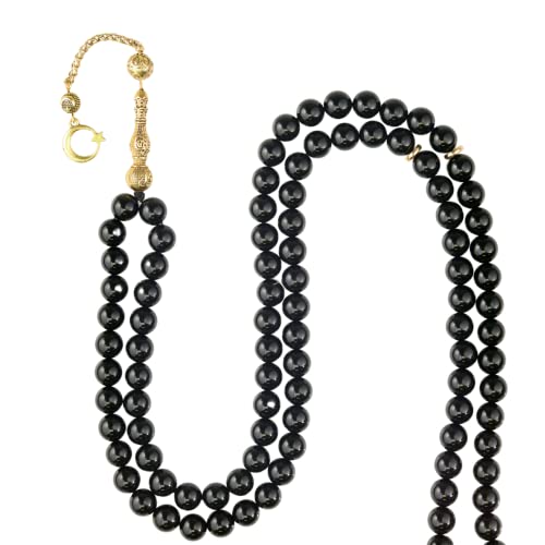 Tasbih Premium Muslim Prayer Beads Made with Natural Stone Beads for Daily Misbaha and Meditation (10mm (99 Beads), Agate, Black) - color: Agate, Black, size: 10mm (99 Beads)