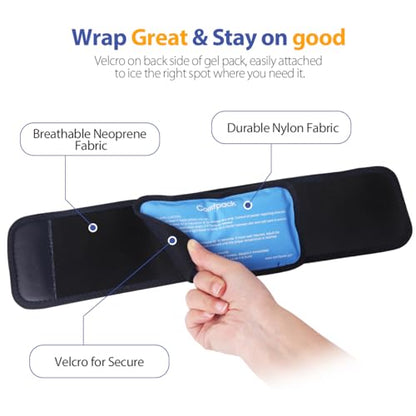 Comfpack Cold Therapy Wrap with 2 Gel Packs for Pain Relief, Reusable Gel Ice Pack for Arch, Foot, Wrist, Ankle, Relief for Arch Pain, Plantar Fasciitis, Instep Pain, Swelling, Extensor Tendonitis - size: Black, style: 1 Sleeve + 2 Gel Packs