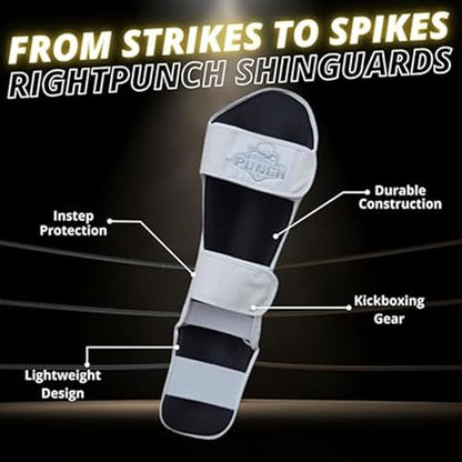 PU Leather Shin Guards for Kickboxing, MMA, Muay Thai Training, Protective Shin Pads - color: White, size: Medium