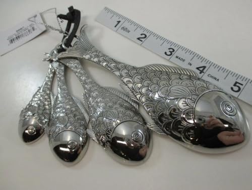 Ganz 4-Piece Set, Fish Measuring Spoon, One Size, silver
