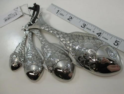 Ganz 4-Piece Set, Fish Measuring Spoon, One Size, silver