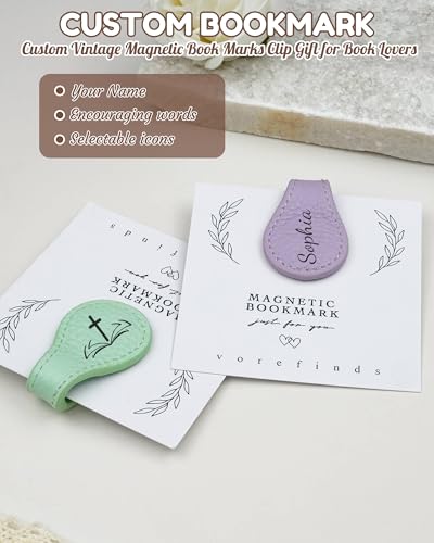 Personalized Magnetic Leather Bookmark Custom Engraved Name Text Bookmarks Customized Magnet Book Marks for Women Men Book Lovers Readers Travelers (Colorful) - color: Colorful