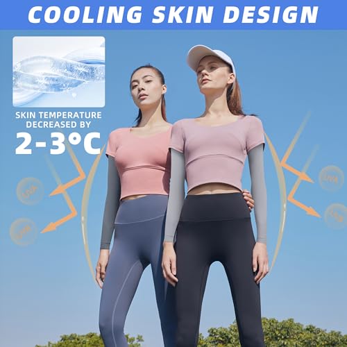 BHYTAKI UV Sun Protection Arm Sleeves, UPF 50 Sports Cooling Arm Compression Sleeves for Men Women Teenager - color: 1 Black+1 Dark Gray+1 Light Gray+1 Red