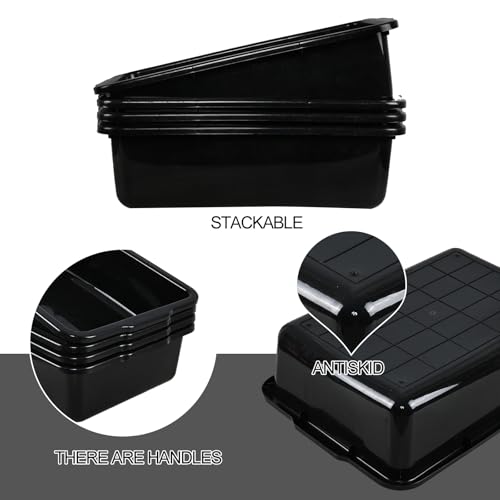 4 Pack Commercial Bus Tubs, Bus Box/Tote Box, Black (35 L) - size: 35 L