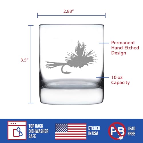 Custom Fly Fishing - Personalized Whiskey Rocks Glass - Unique Flyfishing Themed Gifts for Fishermen - 10.25 Ounce - Customized Bourbon Glass Gift - style: Custom