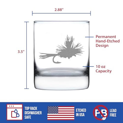 Custom Fly Fishing - Personalized Whiskey Rocks Glass - Unique Flyfishing Themed Gifts for Fishermen - 10.25 Ounce - Customized Bourbon Glass Gift - style: Custom