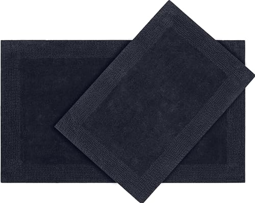 Bedding Craft 100% Cotton Bath Mat - Soft Hotel-Style Rectangular Bathroom Floor Rug - Plush, Water Absorbent Cloth Bathmat for Outside Bathtub/Shower, Machine Washable Cotton Bath Rug 21x34 Dk Grey - color: Dk Grey, size: 1'9" x 2'10" (Rectangular)